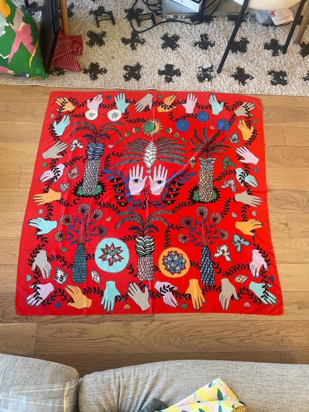 Bimba y Lola Alchemy Hands Scarf Anthropologie Rare Oversized Statement Multicol - Picture 11 of 11